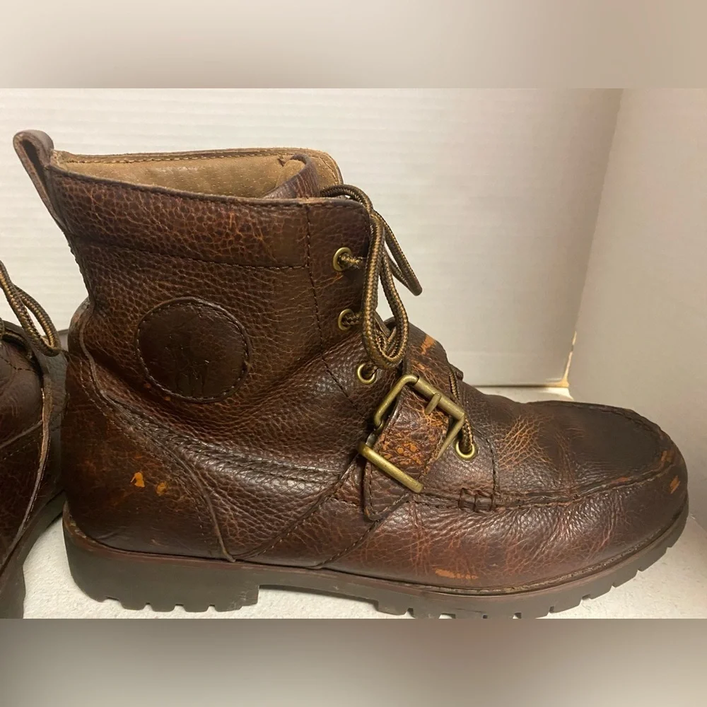Ralph Lauren Redmond Dark Brown Leather Boots 9.5